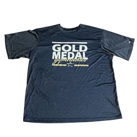 Gold Medal Gymnastics Men's Navy Dry fit T-Shirt 3XL - Picture 1 of 5